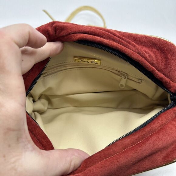 Sondra Roberts Squared Color Block Orange Gold Band Crossbody Bag - Picture 5 of 14